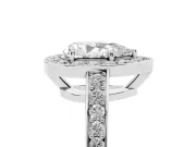 Pear Cut Diamond Halo Pavé Engagement Ring Set in White gold with Bezel Setting