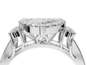 Heart-Shaped Halo Side Cluster Engagement Ring Setting | Graduated Channel Band | White Gold
