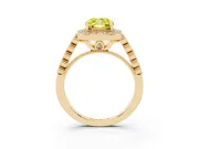 Cushion Cut Graduated Milgrain Halo Engagement Ring Setting for a Fancy Yellow Lab-Grown Diamond | Yellow Gold