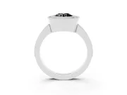 Fancy Black Round Cut Diamond Halo Engagement Ring Set in Silver with Pavé Band and Round Halo Stones