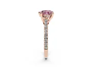 Heart-Shaped Hidden Halo Pave Engagement Ring Setting for a Fancy Pink Lab-Grown Diamond | Claw Prongs | Rose Gold