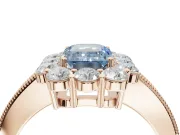 Emerald Cut Vintage Halo Engagement Ring Setting for a Fancy Blue Lab-Grown Diamond | Rose Gold