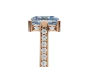 Asscher Cut Vintage Cathedral Engagement Ring Setting for a Fancy Blue Lab-Grown Diamond | Carved Band | Rose Gold