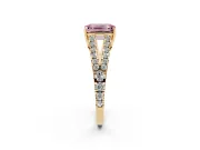 Emerald Cut Graduated Split Shank Engagement Ring Setting for a Fancy Pink Lab-Grown Diamond | Yellow Gold