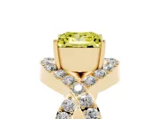 Princess Cut Infinity Twist Engagement Ring Setting for a Fancy Yellow Lab-Grown Diamond | Pavé Ribbons | Yellow Gold