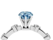Fancy Blue Pear Cut Diamond Solitaire Ring Set in Silver with Bezel Set Side Stones and Prong Setting