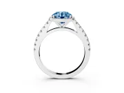 Round Halo Pavé Engagement Ring Setting for a Fancy Blue Lab-Grown Diamond | White Gold