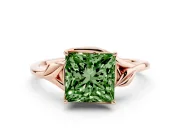 Princess Cut Leaf Bypass Solitaire Engagement Ring Setting for a Fancy Green Lab-Grown Diamond | Rose Gold