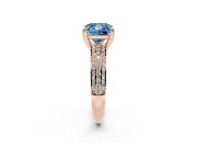 Princess Cut Three Row Pave Engagement Ring Setting for a Fancy Blue Lab-Grown Diamond | Rose Gold