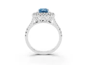 Radiant Cut Halo Split Shank Engagement Ring Setting for a Fancy Blue Lab-Grown Diamond | Sterling Silver