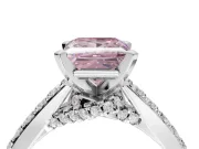 Princess Cut Pavé Solitaire Engagement Ring Setting for a Fancy Pink Lab-Grown Diamond | Crossover Gallery | White Gold