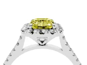 Emerald Cut Halo Engagement Ring Setting for a Fancy Yellow Lab-Grown Diamond | Tapered Band | Platinum