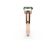 Emerald Cut Three Stone Engagement Ring Setting for a Fancy Green Lab-Grown Diamond | Basket Prong Heads | Rose Gold