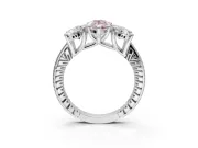 Pear-Shaped Vintage Three Stone Engagement Ring Setting for a Fancy Pink Lab-Grown Diamond | Sterling Silver
