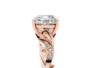 Cushion Cut Vintage Vine Solitaire Engagement Ring Setting | Milgrain Leaves | Rose Gold