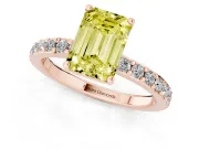 Emerald Cut Pavé Solitaire Engagement Ring Setting for a Fancy Yellow Lab-Grown Diamond | Single Row Band | Rose Gold