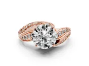 Round Bypass Hidden Halo Engagement Ring Setting | Graduated Pavé | Rose Gold