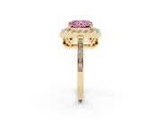 Radiant Cut Halo Engagement Ring Setting for a Fancy Pink Lab-Grown Diamond | Polished Halo Rim | Yellow Gold