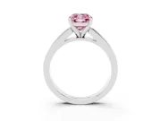 Fancy Pink Cushion Cut Diamond Solitaire Ring Set in White gold with Channel-Set Band and Prong Setting