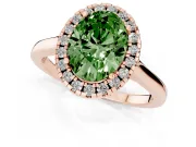 Oval Halo Engagement Ring Setting for a Fancy Green Lab-Grown Diamond | Flat Tapered Band | Rose Gold