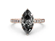Marquise Hidden Halo Engagement Ring Setting for a Black Center | Rose Gold