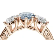Pear-Shaped Vintage Three Stone Engagement Ring Setting for a Fancy Blue Lab-Grown Diamond | Graduated Pavé | Rose Gold