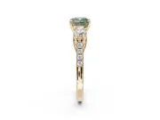 Cushion Cut Three-Stone Engagement Ring Setting for a Fancy Green Lab-Grown Diamond | Yellow Gold
