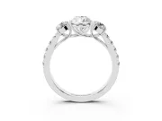 Pear-Shaped Three Stone Engagement Ring Setting | Pave Shoulders | White Gold
