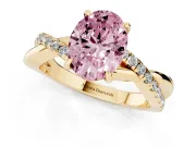Oval Crossover Engagement Ring Setting for a Fancy Pink Lab-Grown Diamond | Yellow Gold