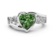 Heart-Shaped Engagement Ring Setting for a Fancy Green Lab-Grown Diamond | Bezel | Sterling Silver