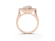 Heart Cut Diamond Cluster Halo Ring Set in Rose gold with Marquise and Round Accents