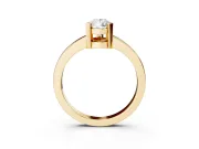 Pear Cut Diamond Solitaire Ring Set in Yellow gold with Prong Head and Smooth Polished Band