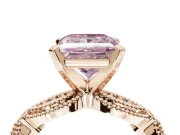 Princess Cut Vintage Engagement Ring Setting for a Fancy Pink Lab-Grown Diamond | Graduated Stations | Rose Gold