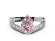 Pear-Shaped Split Shank Pavé Engagement Ring Setting for a Fancy Pink Lab-Grown Diamond | Sterling Silver
