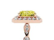 Radiant Cut Halo Engagement Ring Setting for a Fancy Yellow Lab-Grown Diamond | Bezel Station Shoulders | Rose Gold