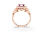 Asscher Cut Halo Engagement Ring Setting for a Fancy Pink Lab-Grown Diamond | Channel-Set Split Shank | Rose Gold