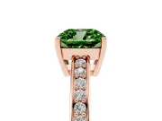 Cushion Cut Pave Solitaire Engagement Ring Setting for a Fancy Green Lab-Grown Diamond | Accented Basket | Rose Gold