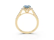 Oval Raised Halo Engagement Ring Setting for a Fancy Blue Lab-Grown Diamond | Yellow Gold