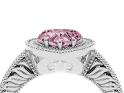 Heart-Shaped Milgrain Halo Engagement Ring Setting for a Fancy Pink Lab-Grown Diamond | Sterling Silver
