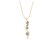 Round Lab-Grown Diamond Graduated Three-Stone Swirl Pendant Necklace | Prong Set | Yellow Gold