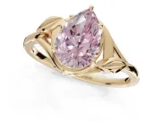 Pear-Shaped Leaf Bypass Solitaire Engagement Ring Setting for a Fancy Pink Lab-Grown Diamond | Yellow Gold