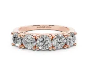 Five-Stone Round Diamond Wedding Band Set in Rose gold with Prong Setting