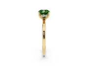Fancy Green Cushion Cut Diamond Solitaire Engagement Ring Set in Yellow gold with Prong Setting and Polished Band