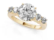 Round Close Set Five Stone Engagement Ring Setting | Yellow Gold