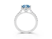 Round Floral Engagement Ring Setting for a Fancy Blue Lab-Grown Diamond | Pavé Band | Platinum
