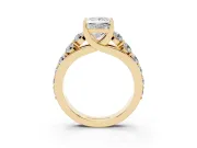 Princess Cut Graduated Side Stone Engagement Ring Setting | Shared Prong Rails | Yellow Gold