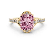 Radiant Cut Floral Petal Engagement Ring Setting for a Fancy Pink Lab-Grown Diamond | Petal Accents | Yellow Gold