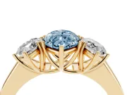 Marquise 3 Stone Engagement Ring Setting for a Fancy Blue Lab-Grown Diamond | Yellow Gold