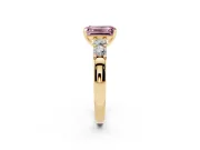 Emerald Cut Five Stone Engagement Ring Setting for a Fancy Pink Lab-Grown Diamond | Yellow Gold