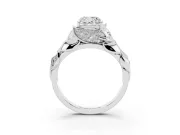 Cushion Cut Leaf Bypass Engagement Ring Setting | Pave Leaf Accents | Platinum